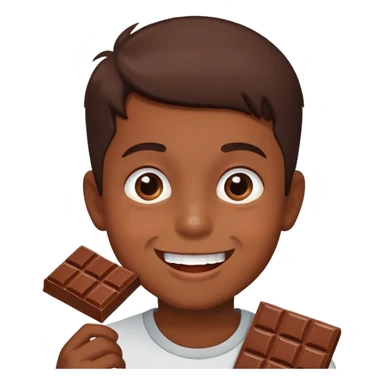 Brown boy eating chocolate  sticker