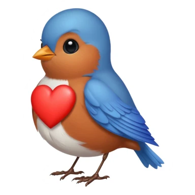 Little robin red blue black heart  sticker