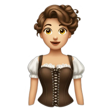 Fille brun cheveux long avec un corset sticker