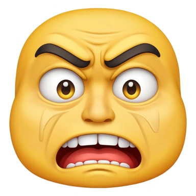 yellow face with clenched teeth, angry eyebrows, big tears, mad and crying sticker