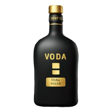 Black Matt bottle of expensive Vodka with golden letters deluxe sticker