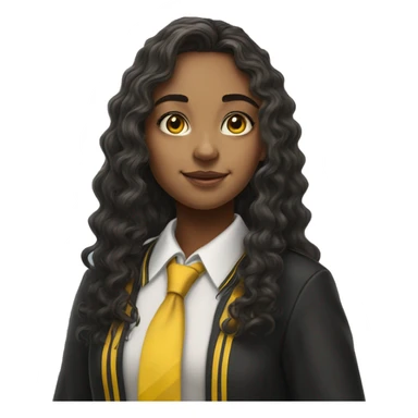  Hyper realistic girl with long curly hair wearing Hufflepuff school uniform sticker