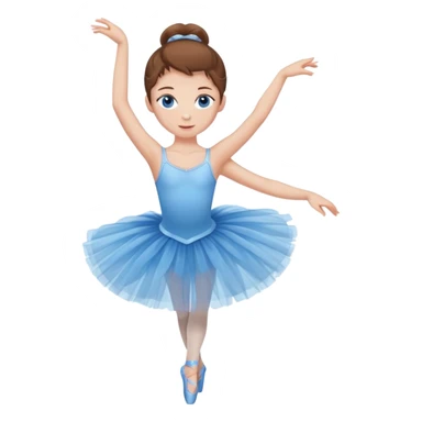 O balerina satena, cu tutu albastru, pielea deschisa, ochii albastri,  sticker