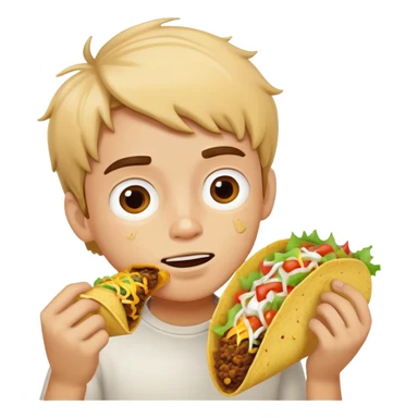 Boy eating a messy taco sticker