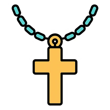 pendant with a spiritual or cultural symbol like a cross or Om on a chain sticker