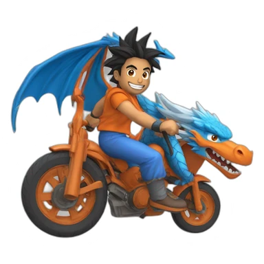 indian adult guy wearing Goku costume riding a blue flying dragon sticker