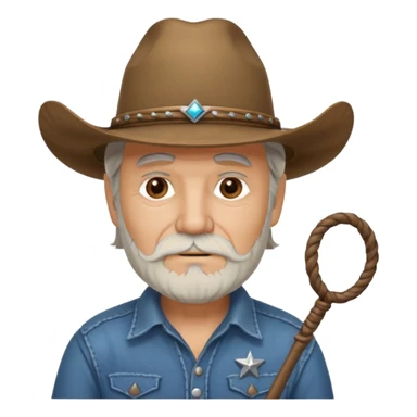 Give this emoji 🤠 a whip make it an old white guy with a whip  sticker