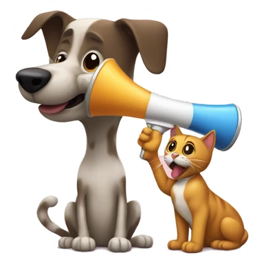 Perro y gato con un megafono sticker