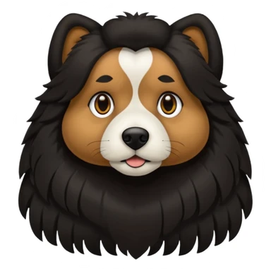 haz un perro negro con las patas y el ozico blancos toques marrones mucho pelo y ojos marrones sticker