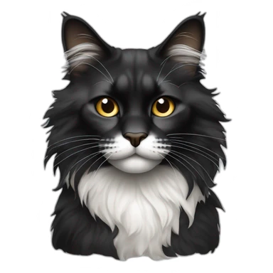 Main coon noir avec ventre blanc et une tache blanche sur le nez sticker