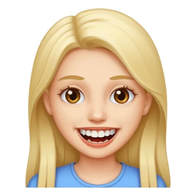 girl showing long teeth sticker