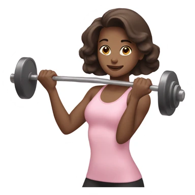 brunette girl lifting weights in light pink  sticker