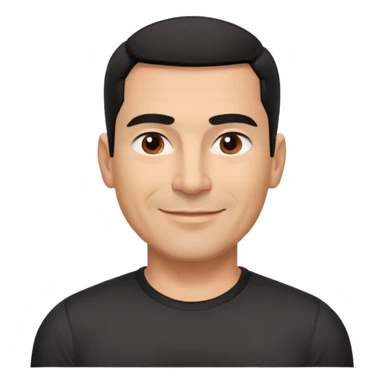Broad-shouldered Hispanic man in his 50s, light brown complexion, square face with defined jawline, very short black hair with tight fade, thick straight eyebrows, medium dark eyes with vibrant look, wide nose, confident smile, wearing black fitted athletic shirt sticker