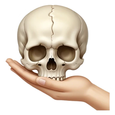 Hand holding skull sticker