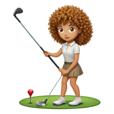 Tanned girl curly hair golfing sticker