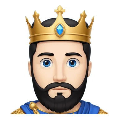 King Solomon with black hair and beard, blue eyes sticker