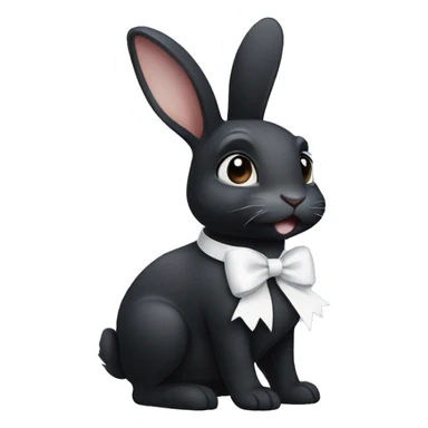 Black bunny wearing a white bow sticker