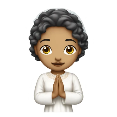 Light skin girl praying with eyes closed and lace white veil  sticker