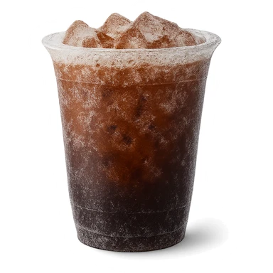 transparent frozen cup of coffee with visible ice crystals and frosty details sticker