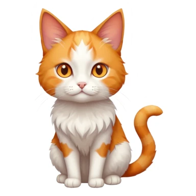 full body of tiny + skinny ginger and white cat with deep orange eyes and triangular shaped face sticker