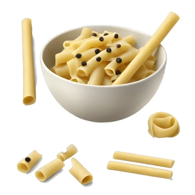Creamy pasta with black pepper in a bowl with roll sticks sticker