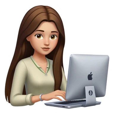 beautiful pale brunette girl with long hair playing the sims4 on her computer  sticker