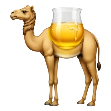 Ein glass mit gelber Flüssigkeit und einem Kamel drauf  sticker