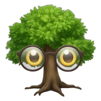 friendly tree with eyes wearing nerd glasses sticker