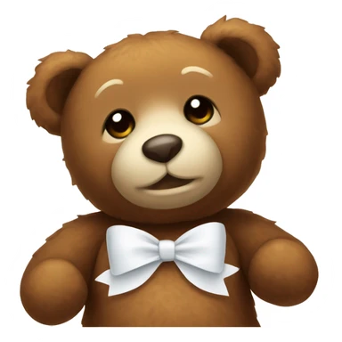 Brown Teddy bear with a white bow sticker