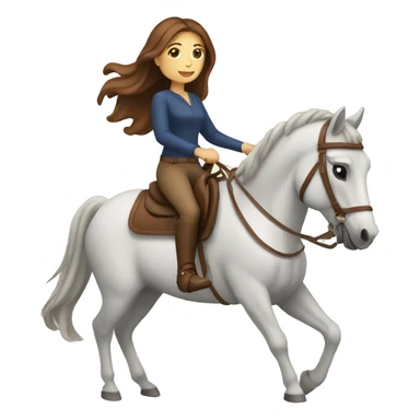 Woman with brown hair riding a brown horse sticker