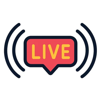 live broadcast icon, color outline style, professional and friendly sticker