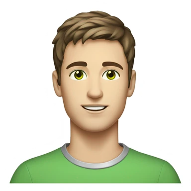 Young men Short Brown hair, green eyes, silver necklace,  sticker