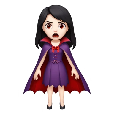 Cartoon vampire girl with a scared and shocked expression, full body  sticker