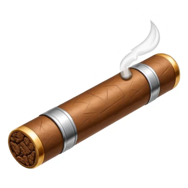 A luxury cigar emoji made of silver chrome, smooth metallic texture, minimal shape, glossy reflections, rich swag aesthetic, iOS emoji style, centered, clean white background sticker