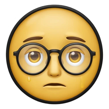 Make a sad emoji + glasses emoji sticker