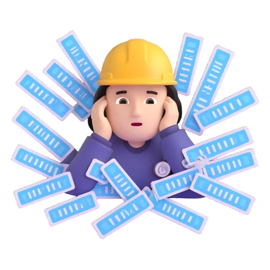 Stressed IT technician with many hospital support tickets sticker