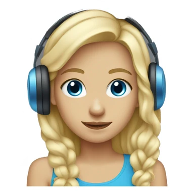 Blonde girl blue eyes listening to music  sticker