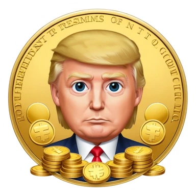 President Trump surrounded by gold coins sticker