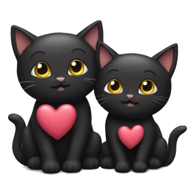 Two black cats being cuddly with hearts over their heads sticker