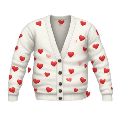 white cardigan with heart pattern sticker