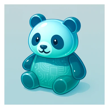cute friendly panda designed as a Windows Vista theme icon, featuring glossy gradients, soft blue and green highlights, modern slightly 3D look, polished professional icon style reminiscent of Windows Vista system icons sticker