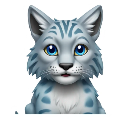 A blue lynx with a laptop sticker