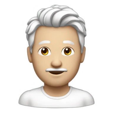 Homme avec cheuveux cours noir et blanc avec tête ronde et gros nez sticker