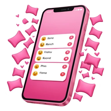 Plain pink phone screen flooding with notifications, chaotic.  sticker