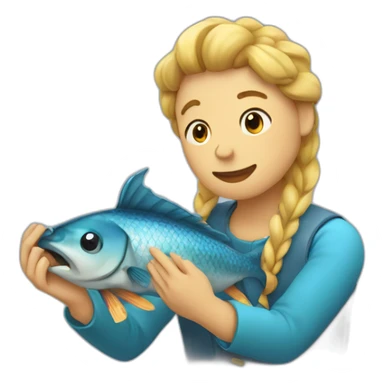 a person is rubbing a fish sticker