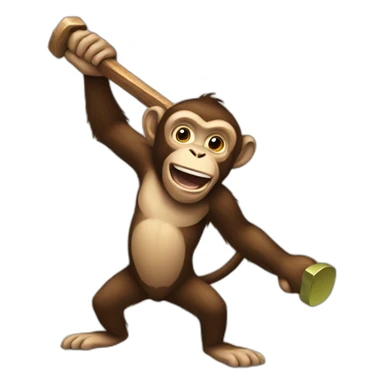 monkey hitting something with a hammer sticker