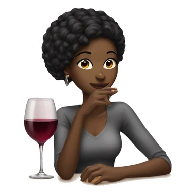 black hair girl sipping wine sticker