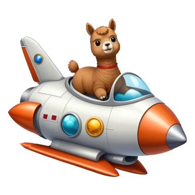 alpaca in rocketship flown to the moon sticker