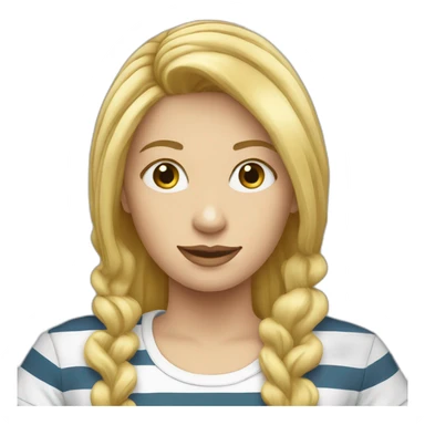 blond woman long hair stripy t-shirt sticker