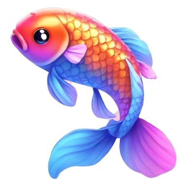 Kawaii neon glitter koi fish emoji    sticker